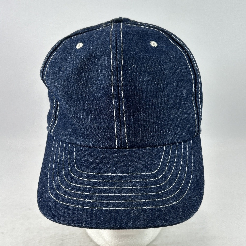 Vintage Blank Universal Industries Hat Cap Snap Back Blue Denim 1980's 1990's